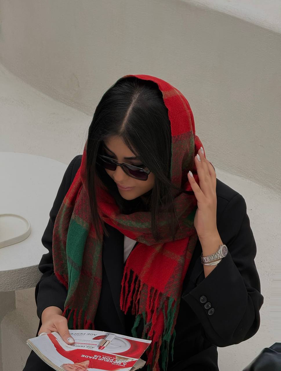 شال موهر 4 خونه زرشکی